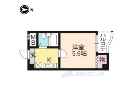 シャロームⅠ(1K/4階)の間取り写真