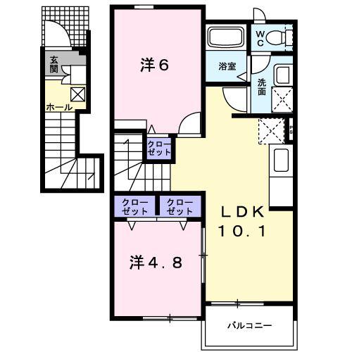 サニーヴィラB3(2LDK/2階)の間取り写真