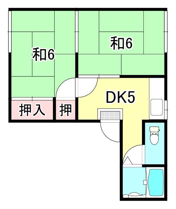 中央ファイブ(2DK/1階)の間取り写真