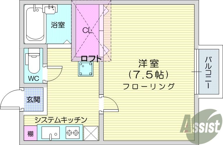 ノーブル ユウ(1K/1階)の間取り写真