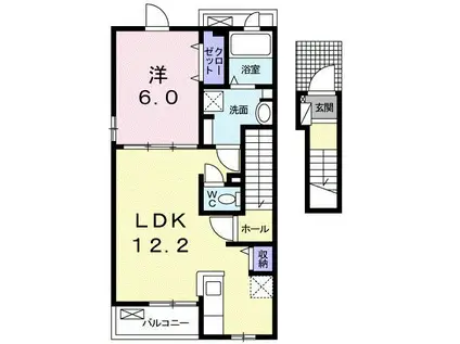 ドリーム悠(1LDK/2階)の間取り写真