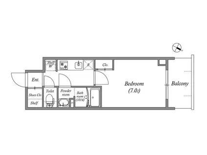 ジェノヴィア神戸湊川公園(1K/8階)の間取り写真