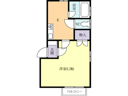 ベルウッドII(1K/2階)の間取り写真