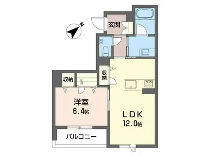 ヒューゲル(1LDK/2階)の間取り写真