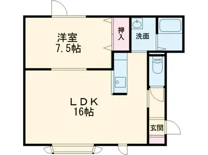 HARU(1LDK/2階)の間取り写真