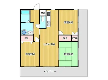 グレイスフォート岬(3LDK/6階)の間取り写真