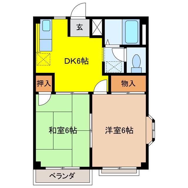 ハイツ169A(2DK/1階)の間取り写真