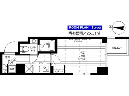 グランドコンシェルジュ両国東アジールコート(1K/5階)の間取り写真