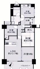 パームスクェアジェームス山(4LDK/8階)の間取り写真