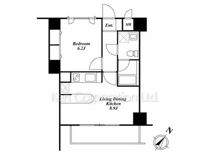 ROPPONGI RESIDENCES(1LDK/3階)の間取り写真