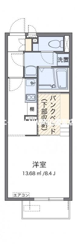 ミランダクラーラ(ワンルーム/1階)の間取り写真