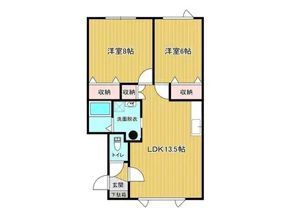リバティノア(2LDK/2階)の間取り写真