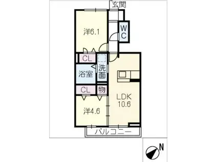 ブルースター(2LDK/1階)の間取り写真