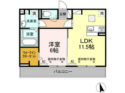 マーブルII(1LDK/1階)の間取り写真