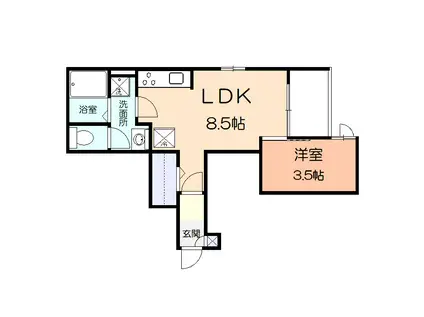 中原区木月2丁目アパート(1LDK/1階)の間取り写真