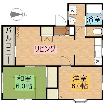 ハイツ明和 B棟(2LDK/2階)の間取り写真