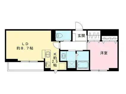 BLAN CUBE 戸越公園(1LDK/1階)の間取り写真