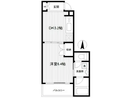 シルク ガーデニア(1DK/3階)の間取り写真