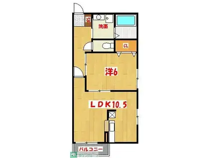 グランドールK(1LDK/3階)の間取り写真