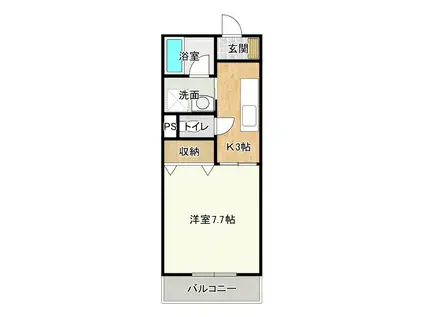 チェリーテラス(1K/2階)の間取り写真