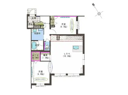 ケントスクエア八番館(2LDK/1階)の間取り写真