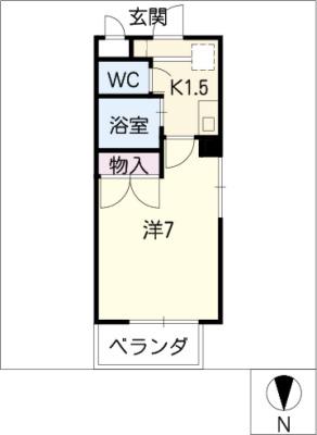 レクサス原(1K/4階)の間取り写真
