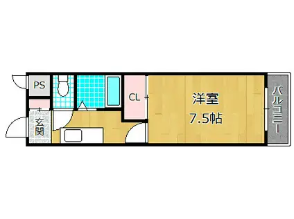 プライムコート(1K/4階)の間取り写真