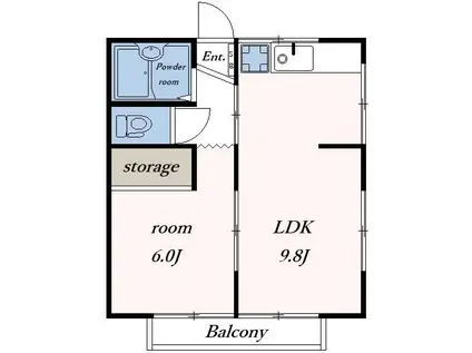 ハイツ滝島(1LDK/2階)の間取り写真