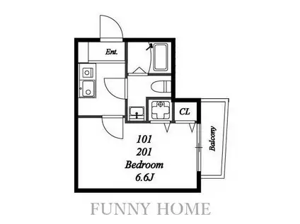 モダンコート祖師谷(1K/2階)の間取り写真