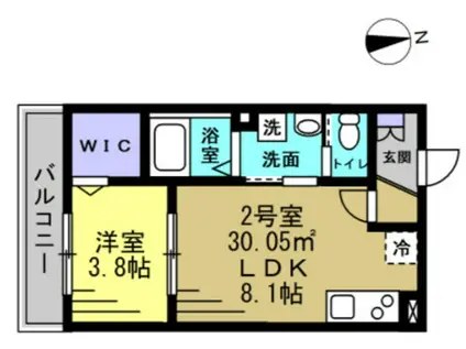 パルブニール浜野(1LDK/1階)の間取り写真