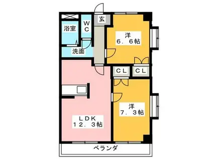 オータムライトIII(2LDK/2階)の間取り写真