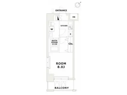 プレミアムキューブ三田(1K/10階)の間取り写真