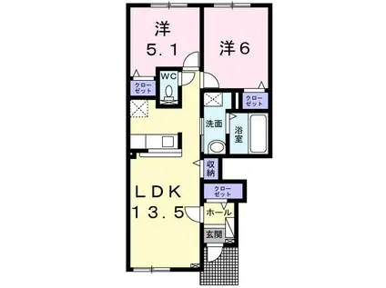 メゾンブローテV(2LDK/1階)の間取り写真