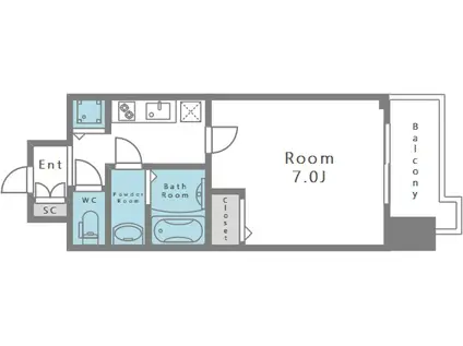 S-RESIDENCE天満GRACIS(1K/2階)の間取り写真