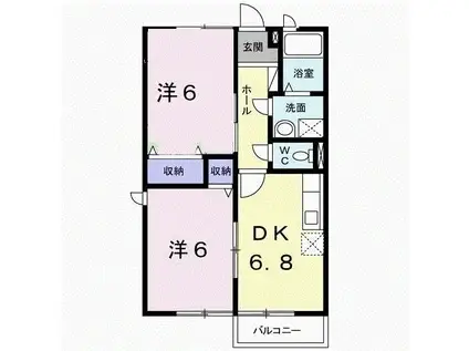 ルミエール坂本II(2DK/2階)の間取り写真