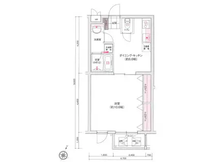 グラントレゾール明大前(1DK/1階)の間取り写真