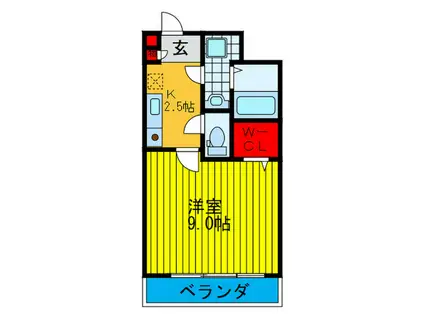 ティンカーベル(1K/4階)の間取り写真