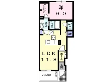 グランド ソレーユ(1LDK/1階)の間取り写真