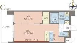 プレジオ玉造(1LDK/11階)の間取り写真