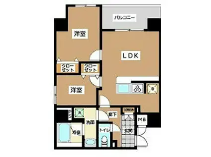 JU TOWER FRONT 北斎ST(2LDK/3階)の間取り写真