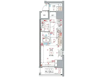 クレヴィスタ蒲田(1K/7階)の間取り写真