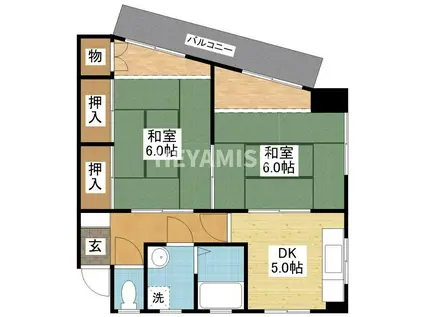 丸幸ビル(2DK/3階)の間取り写真