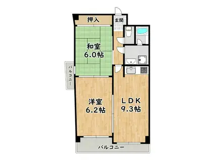 アルトピノ姫島(2LDK/2階)の間取り写真