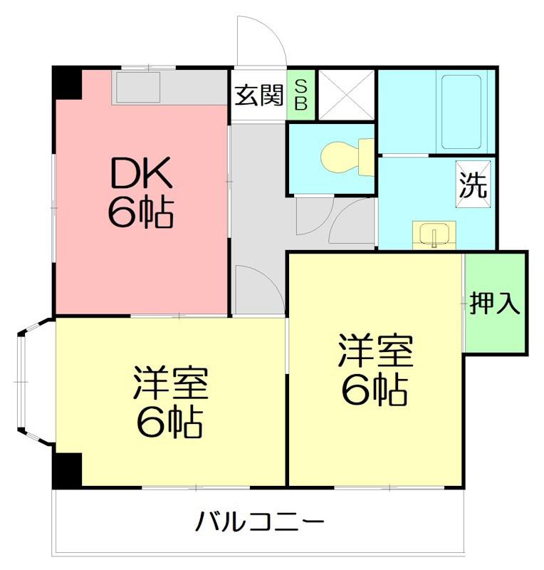 冨貴堂ビル(2DK/3階)の間取り写真