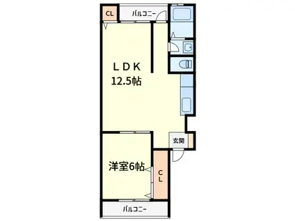 阿武野第2マンション(1LDK/1階)の間取り写真