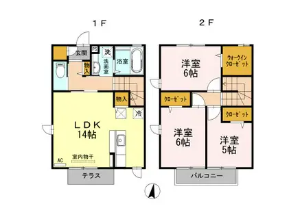 CROWD佐賀成章町(3LDK/1階)の間取り写真