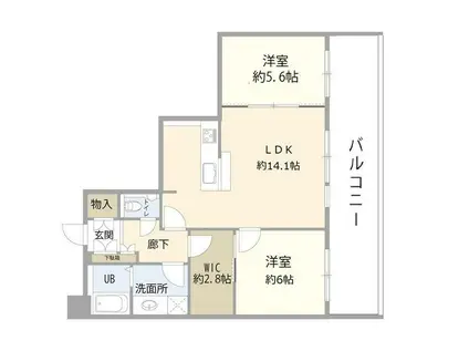 ディアマークスキャピタルタワー(2LDK/28階)の間取り写真