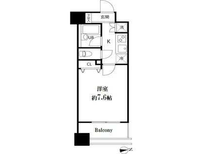 スペーシア秋葉原(1K/9階)の間取り写真