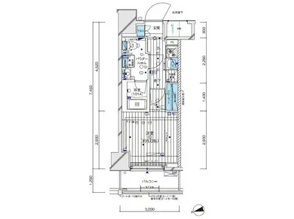 メインステージ横濱阪東橋(1K/4階)の間取り写真
