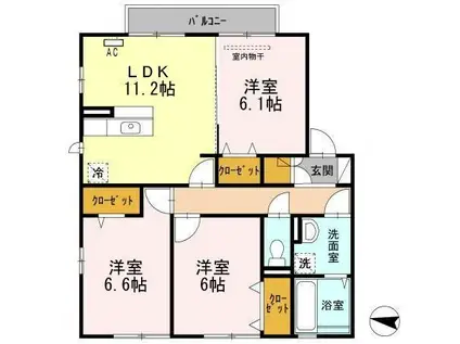 ハルブラッサムA(3LDK/2階)の間取り写真